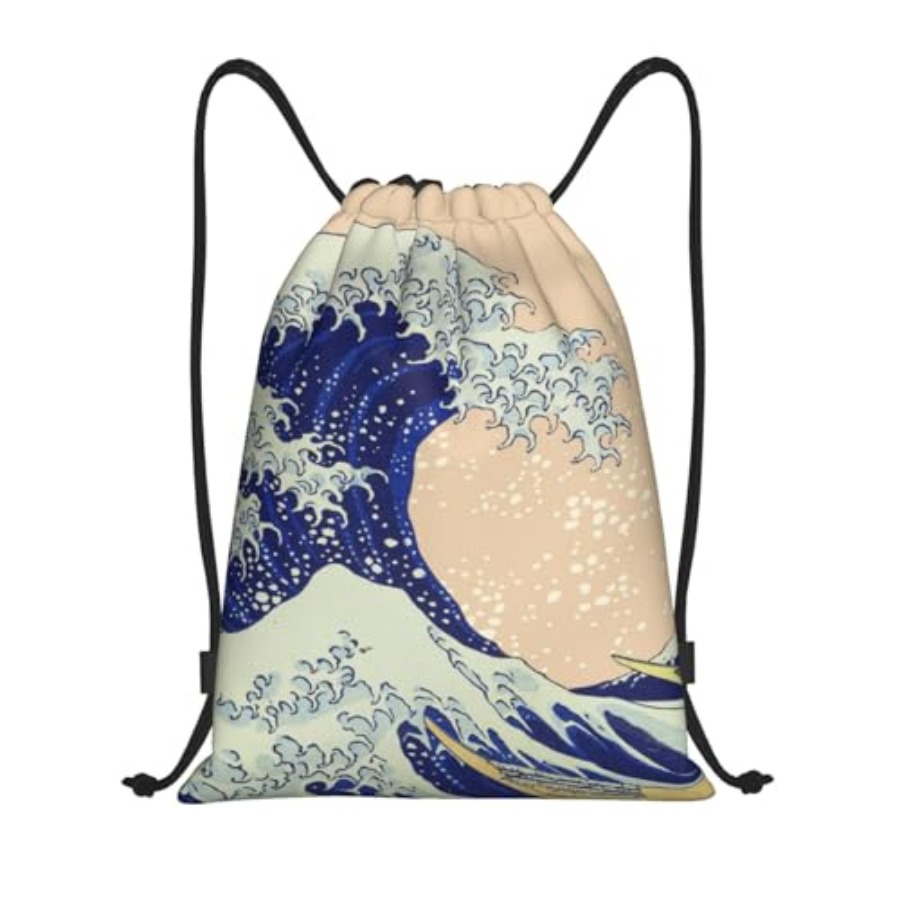 Drawstring Gym Bag - Japanese Kanagawa Ocean Great Wave Waves
