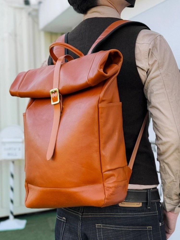 Large Capacity Mens Genuine Le - مراجعة Leather Backpack Vintage وسعره