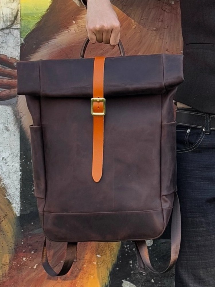 Large Capacity Mens Genuine Le - مراجعة Leather Backpack Vintage وسعره