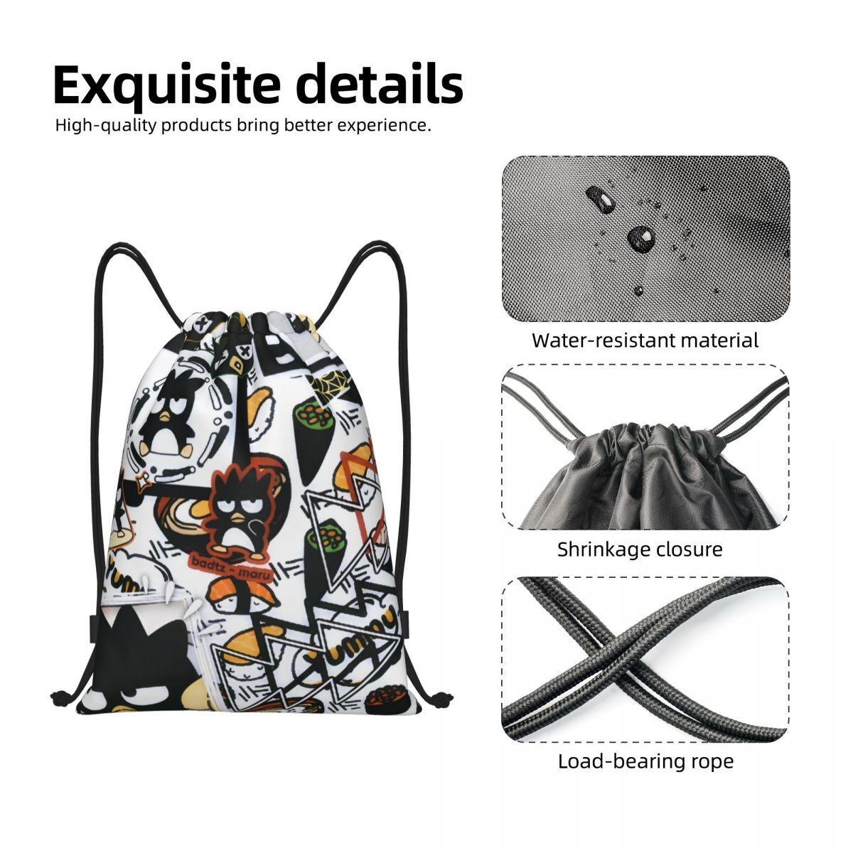 Cute Cartoon Penguin Bad Badtz - مراجعة Drawstring Gym Bag وسعره