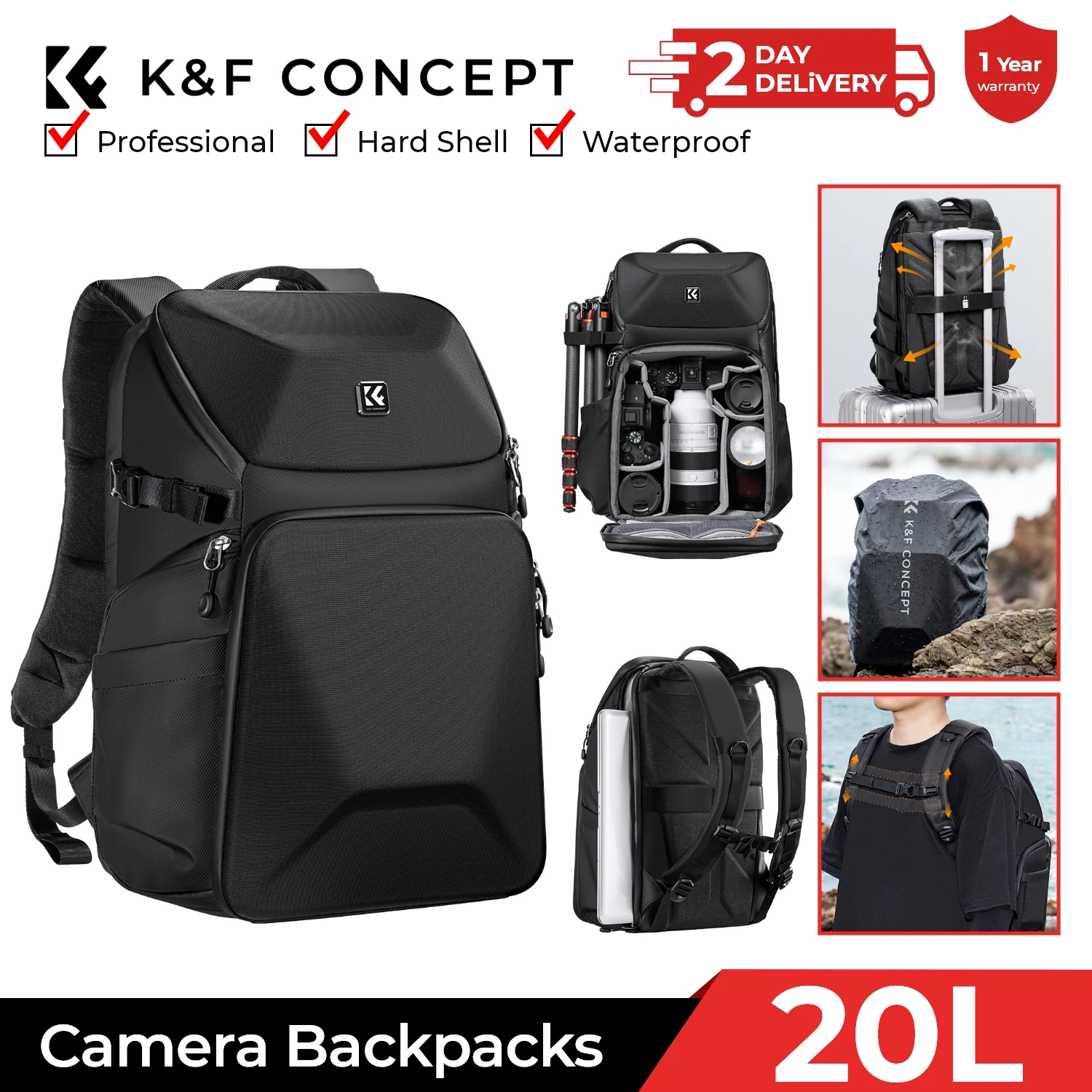 K&F CONCEPT 20L Camera Backpac - مراجعة Laptop Backpack 15.6 وسعره
