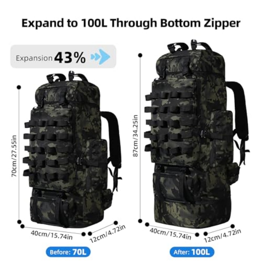 70L/100L Camping Hiking Backpa - مراجعة Hiking Backpack Waterproof وسعره