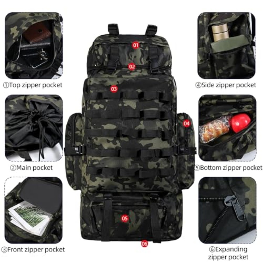70L/100L Camping Hiking Backpa - مراجعة Hiking Backpack Waterproof وسعره