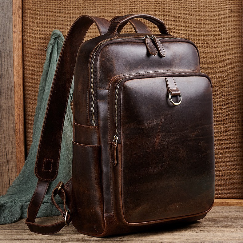 Men's Top Grain Waxed Leather  - مراجعة Leather Backpack Vintage وسعره