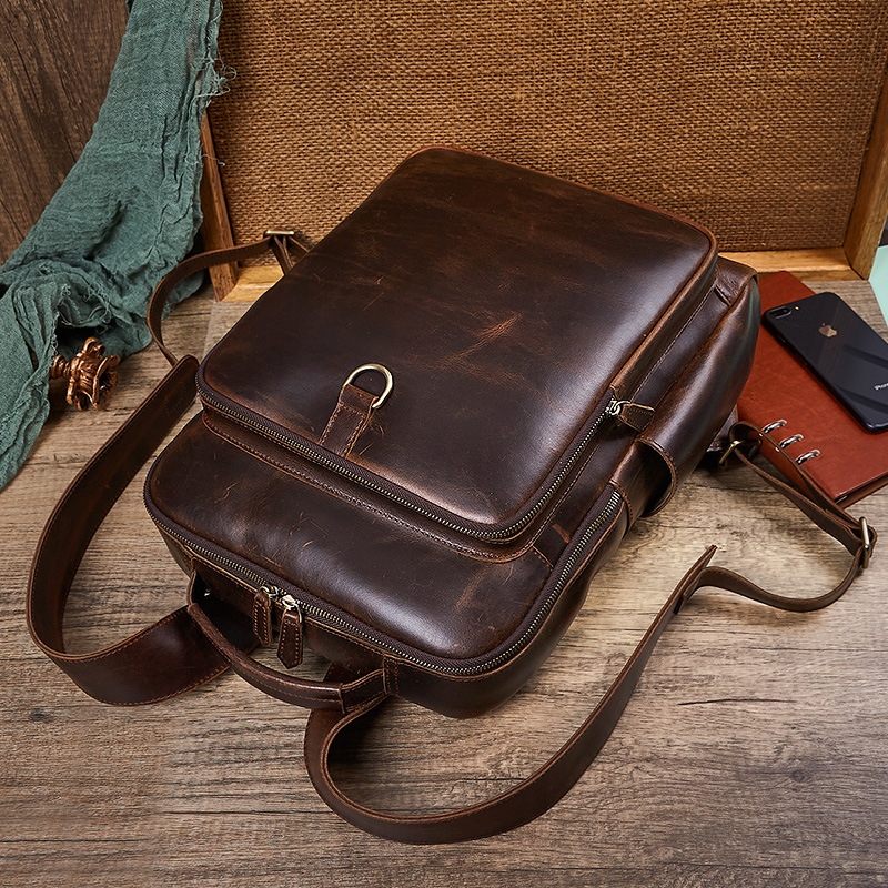 Men's Top Grain Waxed Leather  - مراجعة Leather Backpack Vintage وسعره