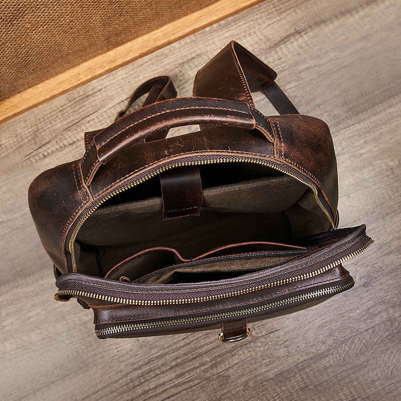 Men's Top Grain Waxed Leather  - مراجعة Leather Backpack Vintage وسعره