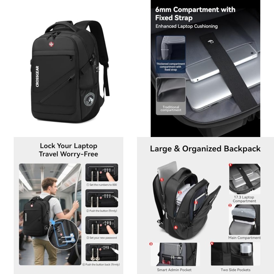 17.3'' Laptop Backpack for Men - مراجعة Travel Backpack Anti Theft وسعره