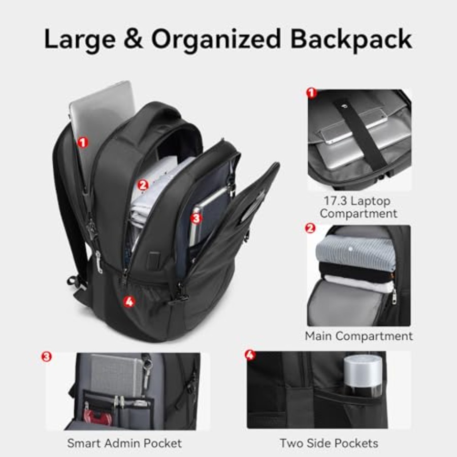 17.3'' Laptop Backpack for Men - مراجعة Travel Backpack Anti Theft وسعره