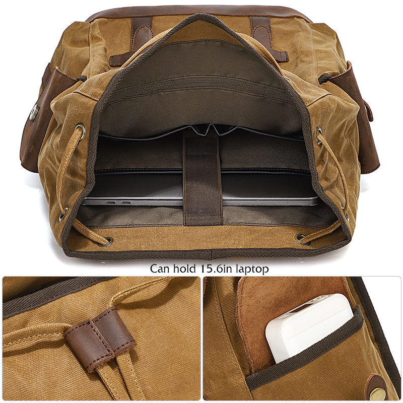 Men's Backpack Vintage Waxed C - مراجعة Leather Backpack Vintage وسعره