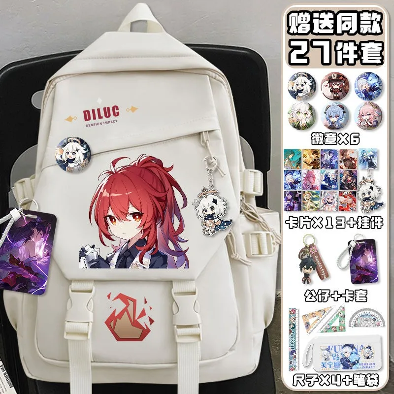 Black White, Genshin Impact, S - مراجعة School Backpack Teen وسعره