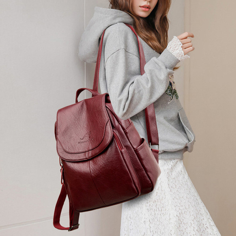9 Color Women Soft Leather Bac - مراجعة Leather Backpack Vintage وسعره
