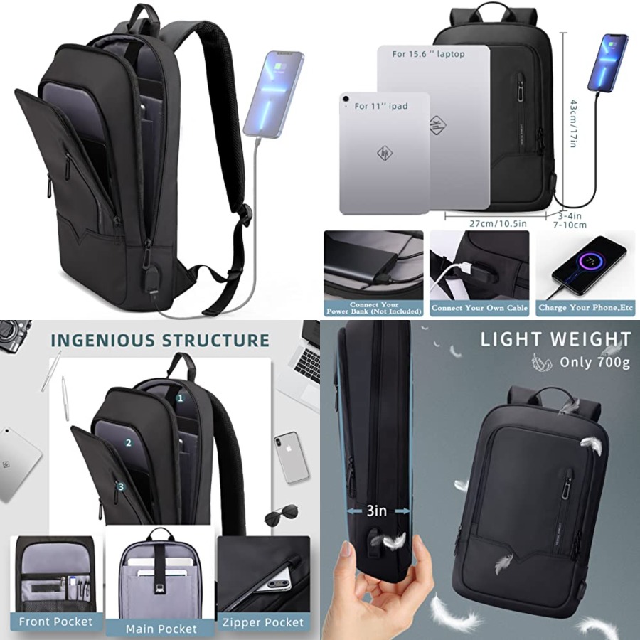 Backpack for Men Business Slim - مراجعة Travel Backpack Anti Theft وسعره