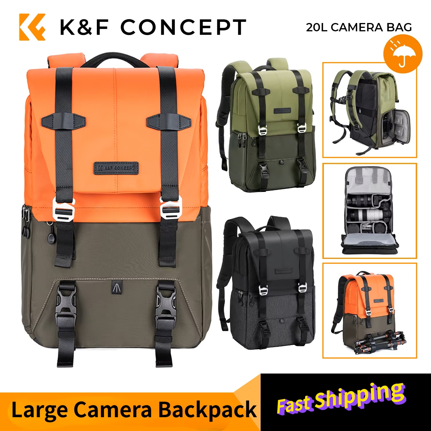 K&F CONCEPT Camera Backpack Tr - مراجعة Laptop Backpack 15.6 وسعره