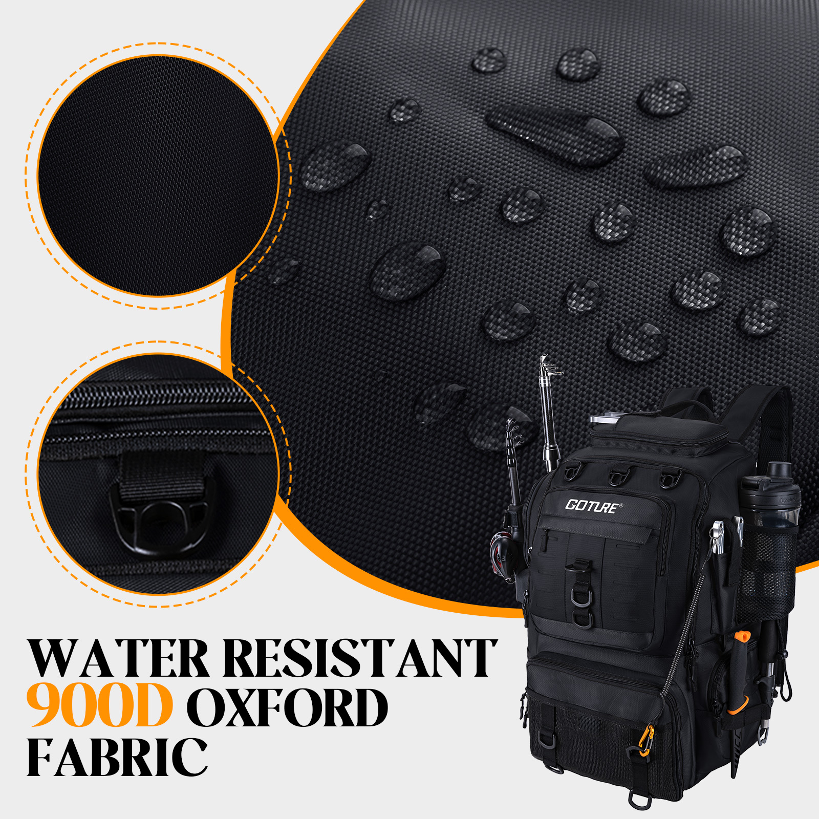 Goture Fishing Bag with Rod Ho - مراجعة Backpack Insert Organizer وسعره