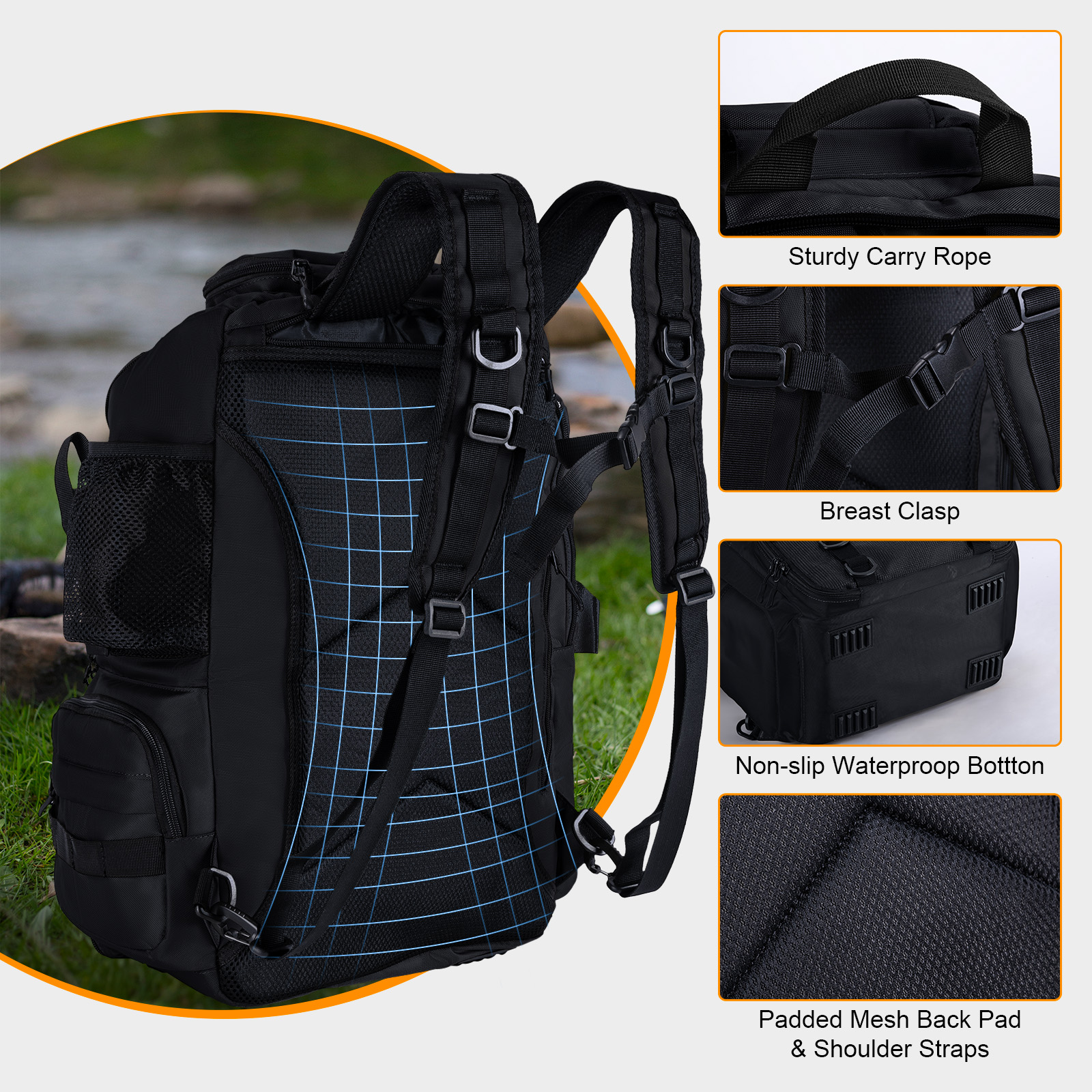 Goture Fishing Bag with Rod Ho - مراجعة Backpack Insert Organizer وسعره