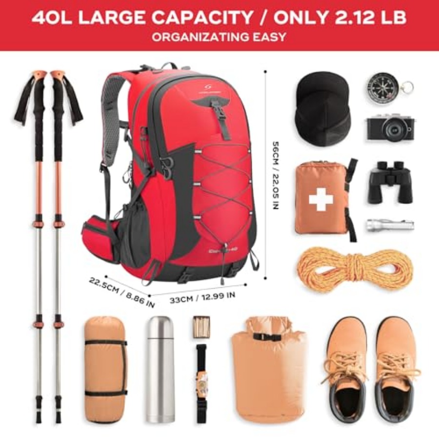 Hiking Backpack, Camping Backp - مراجعة Hiking Backpack Waterproof وسعره