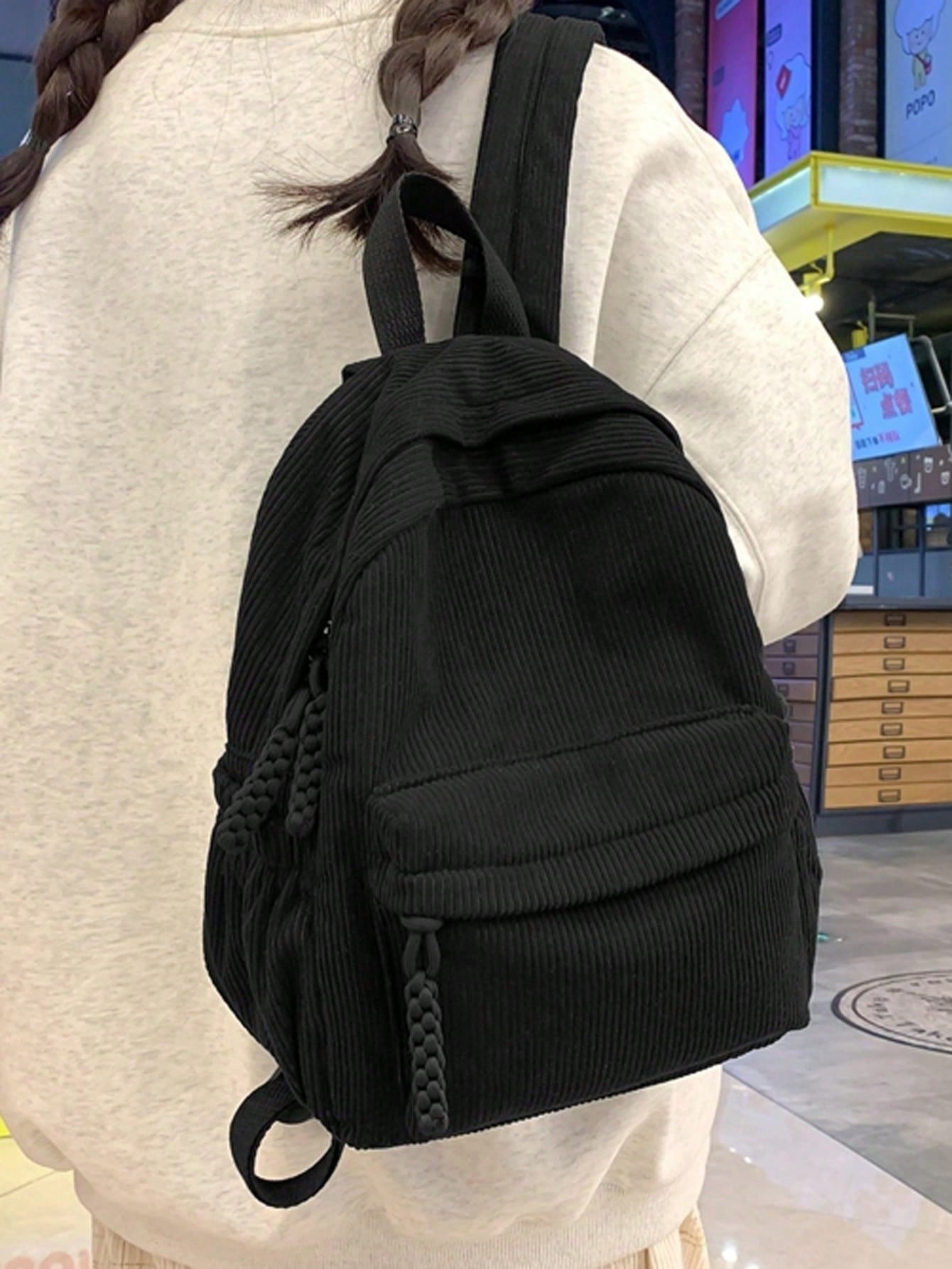 Solid Color Corduroy Fabric Fa - مراجعة Fashion Backpack Women وسعره