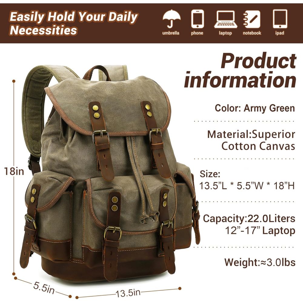 Vintage Canvas Leather Backpac - مراجعة Leather Backpack Vintage وسعره