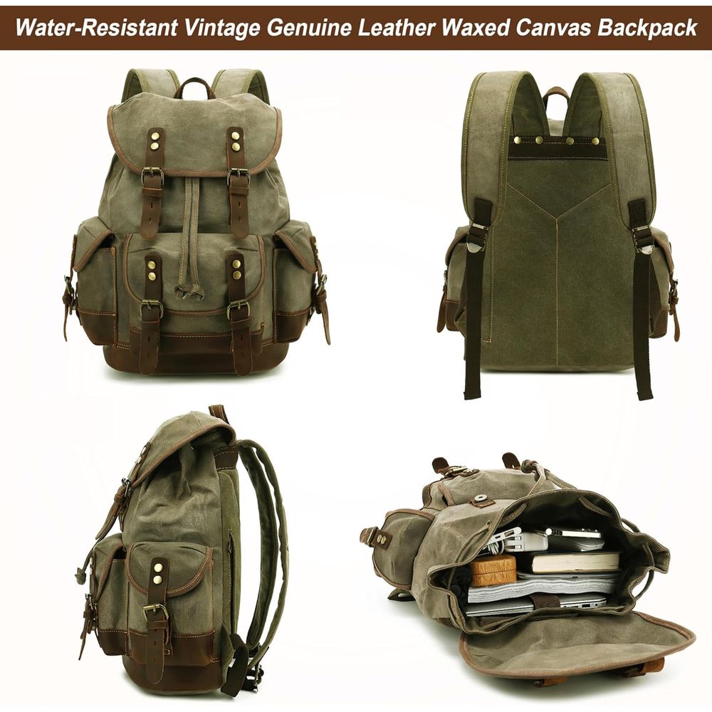 Vintage Canvas Leather Backpac - مراجعة Leather Backpack Vintage وسعره
