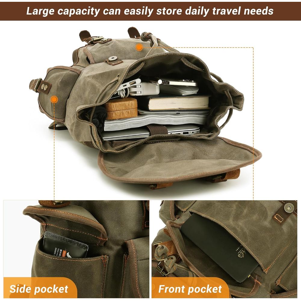 Vintage Canvas Leather Backpac - مراجعة Leather Backpack Vintage وسعره