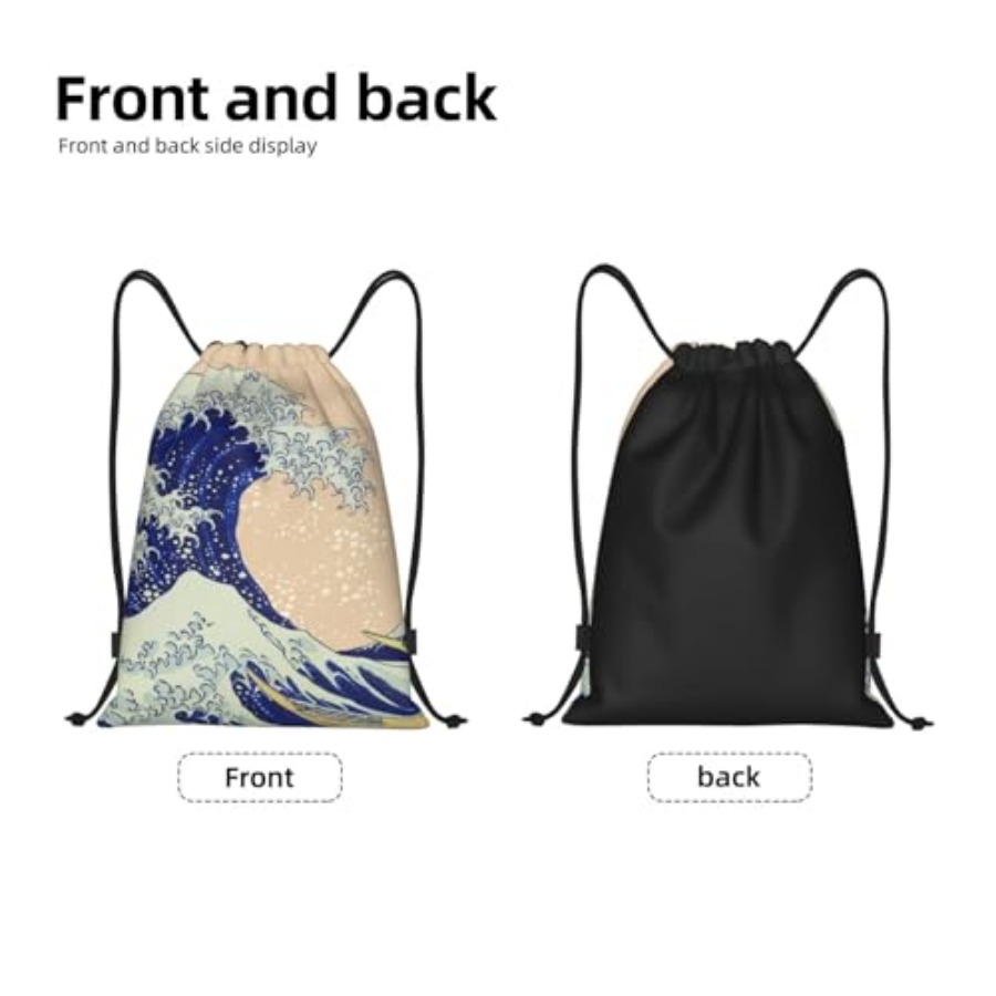 Japanese Kanagawa Ocean Great  - مراجعة Drawstring Gym Bag وسعره