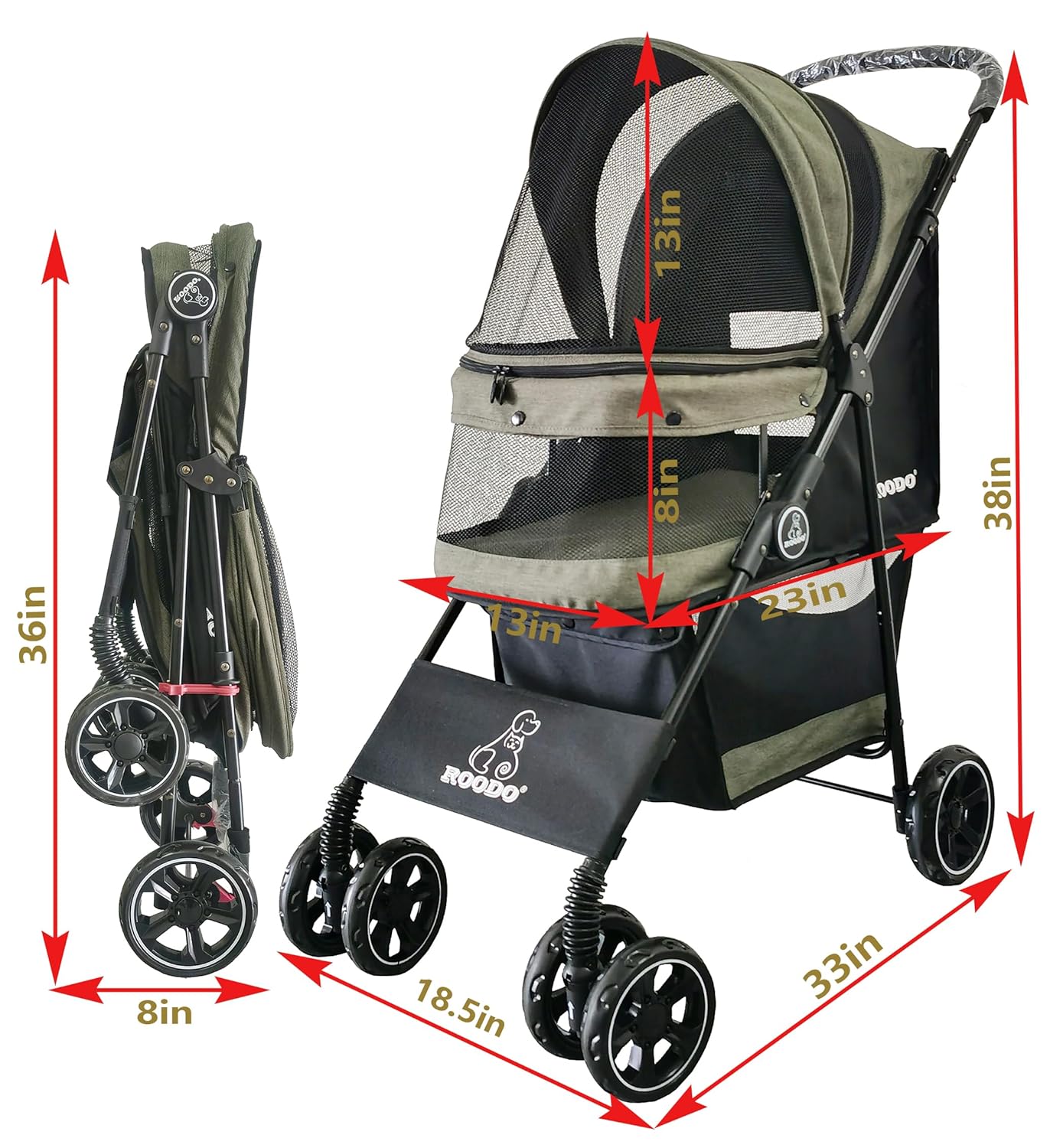 4 Wheel Dog Cat Pet Stroller,  - مراجعة Foldable Backpack Small وسعره