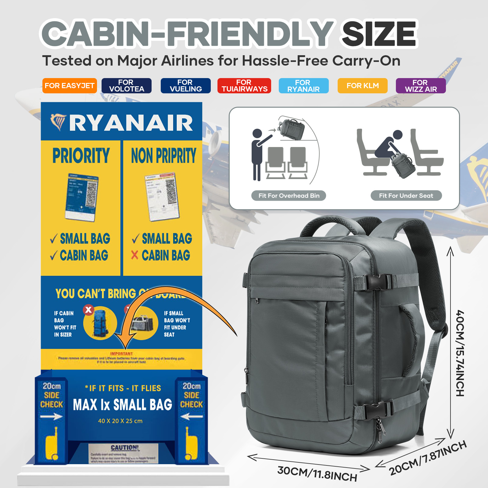 Ryanair Cabin Bags 40x30x20 Un - مراجعة Canvas Backpack Casual وسعره
