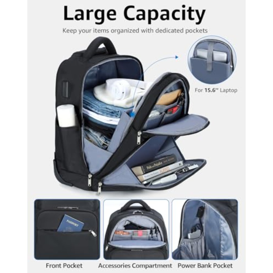 Rolling Backpack 30L Travel La - مراجعة Laptop Backpack 15.6 وسعره