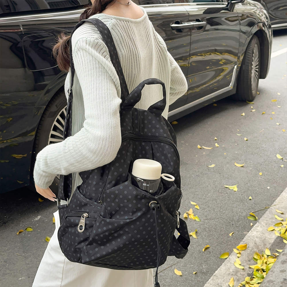 Polka Dot Nylon Drawstring Bac - مراجعة Canvas Backpack Casual وسعره
