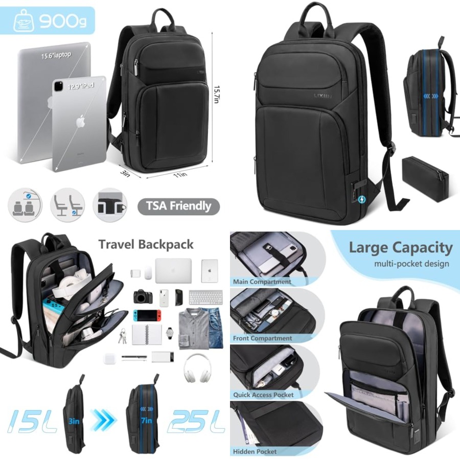 Backpack for Men Slim and Expa - مراجعة Travel Backpack Anti Theft وسعره