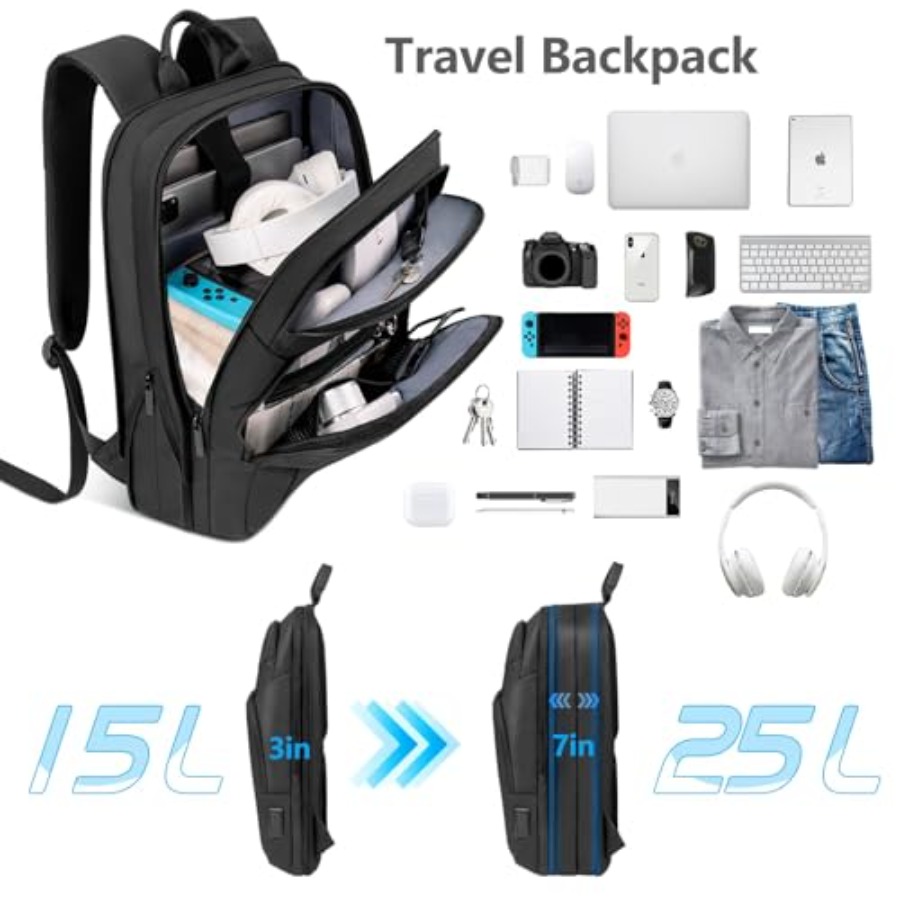 Backpack for Men Slim and Expa - مراجعة Travel Backpack Anti Theft وسعره