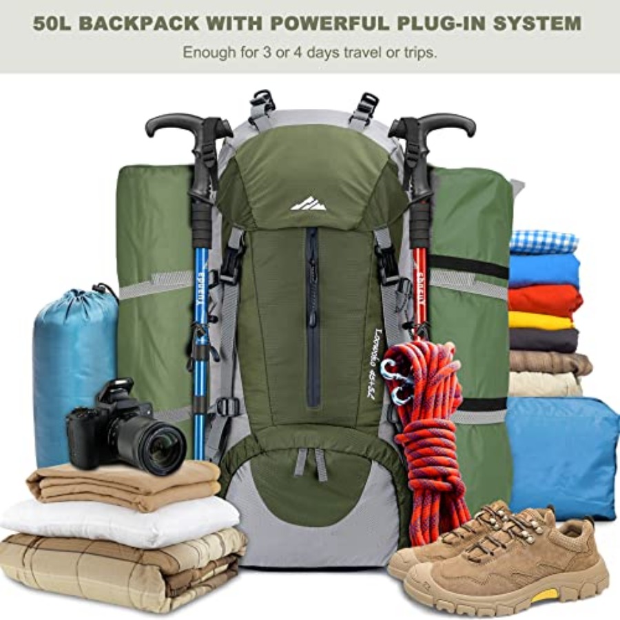 Loowoko 50L Hiking Backpack, W - مراجعة Hiking Backpack Waterproof وسعره