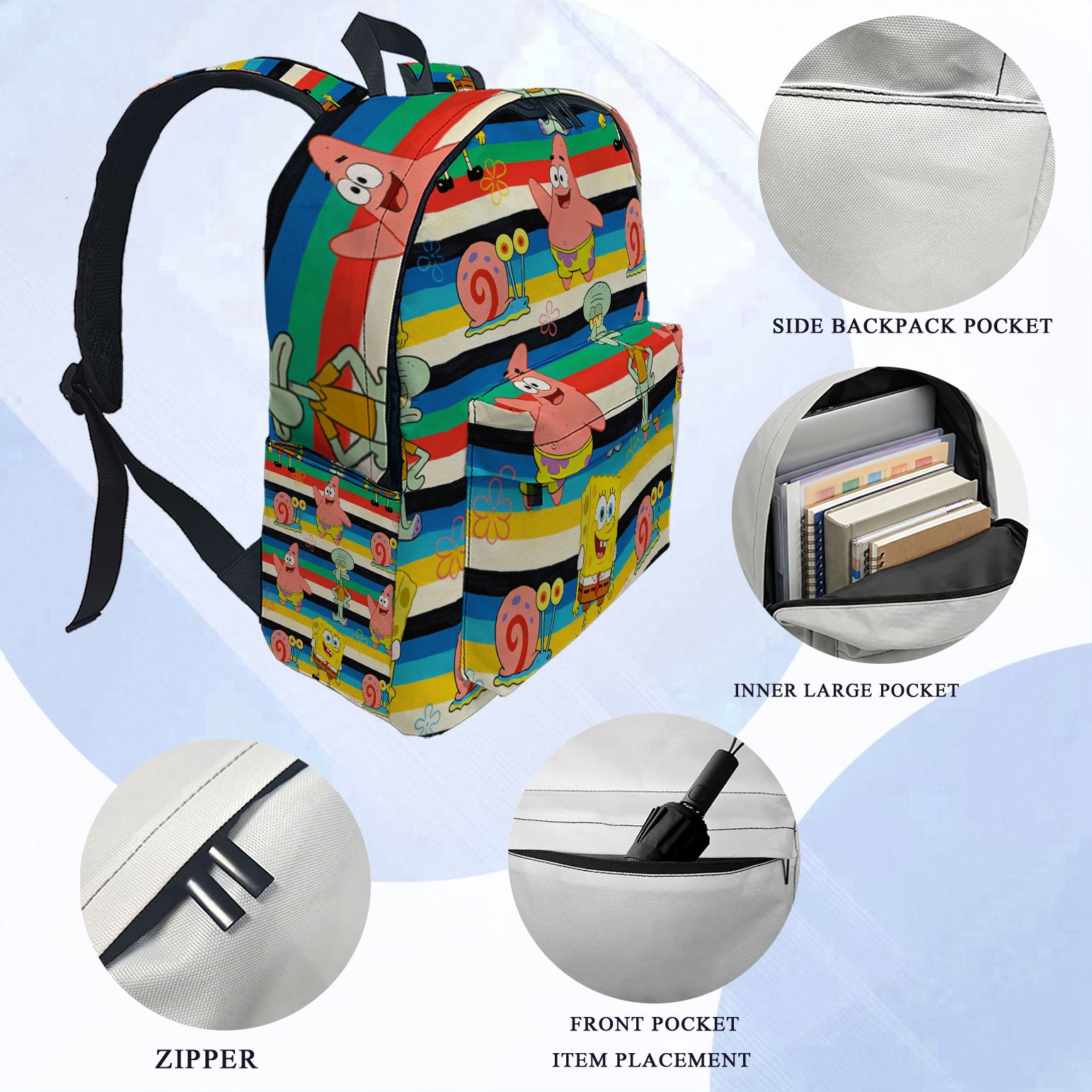 SpongeBob SquarePants Striped  - مراجعة School Backpack Teen وسعره