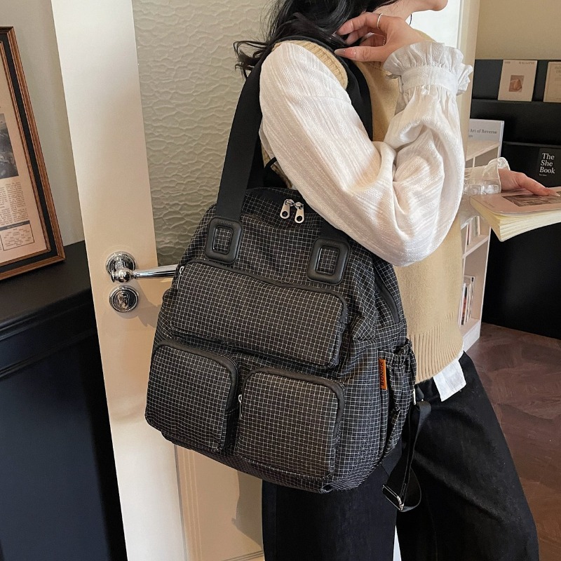Multi-pocket Checkered Youth B - مراجعة Canvas Backpack Casual وسعره