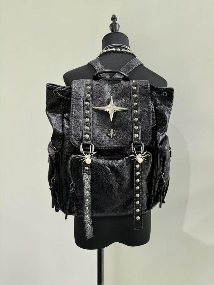 Gothic Punk PU Leather Shoulde - مراجعة Leather Backpack Vintage وسعره