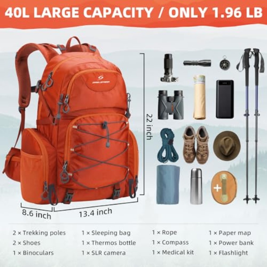 Hiking Backpack, 40L Waterproo - مراجعة Hiking Backpack Waterproof وسعره