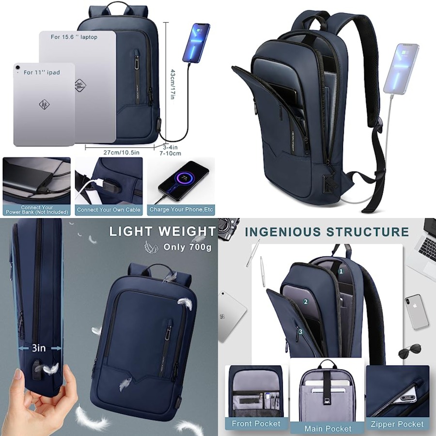 Backpack for Men Business Slim - مراجعة Travel Backpack Anti Theft وسعره