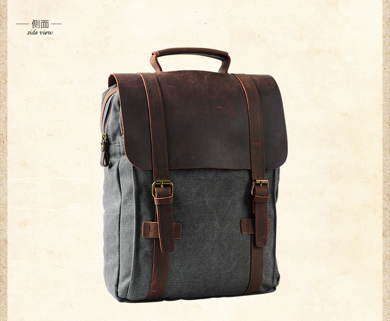 Fashion Male Backpack Leather  - مراجعة Rucksack Military Style وسعره