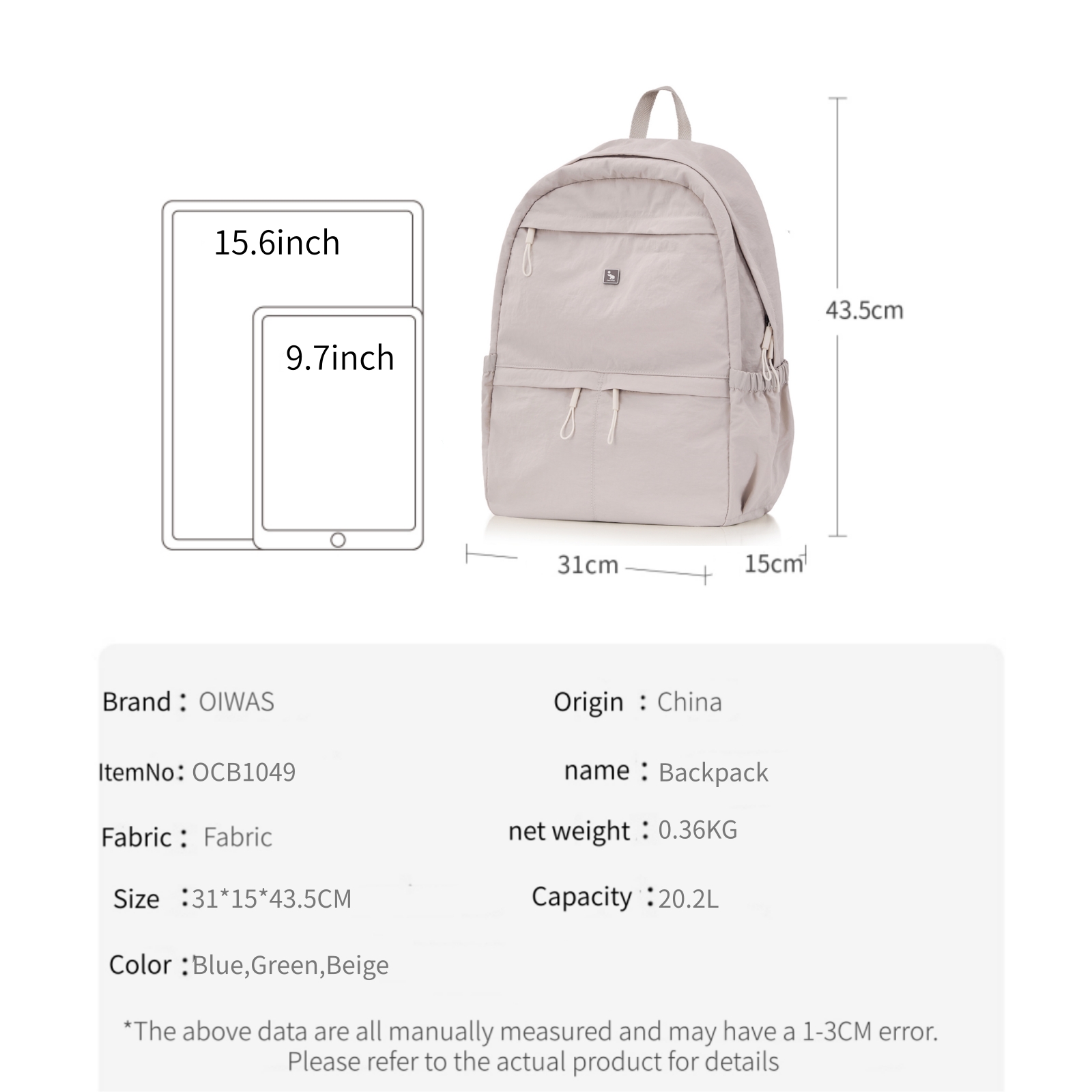 OIWAS Ultra lightweight and st - مراجعة Canvas Backpack Casual وسعره