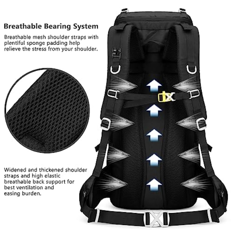 50L Hiking Backpack Men Campin - مراجعة Rain Cover Backpack وسعره