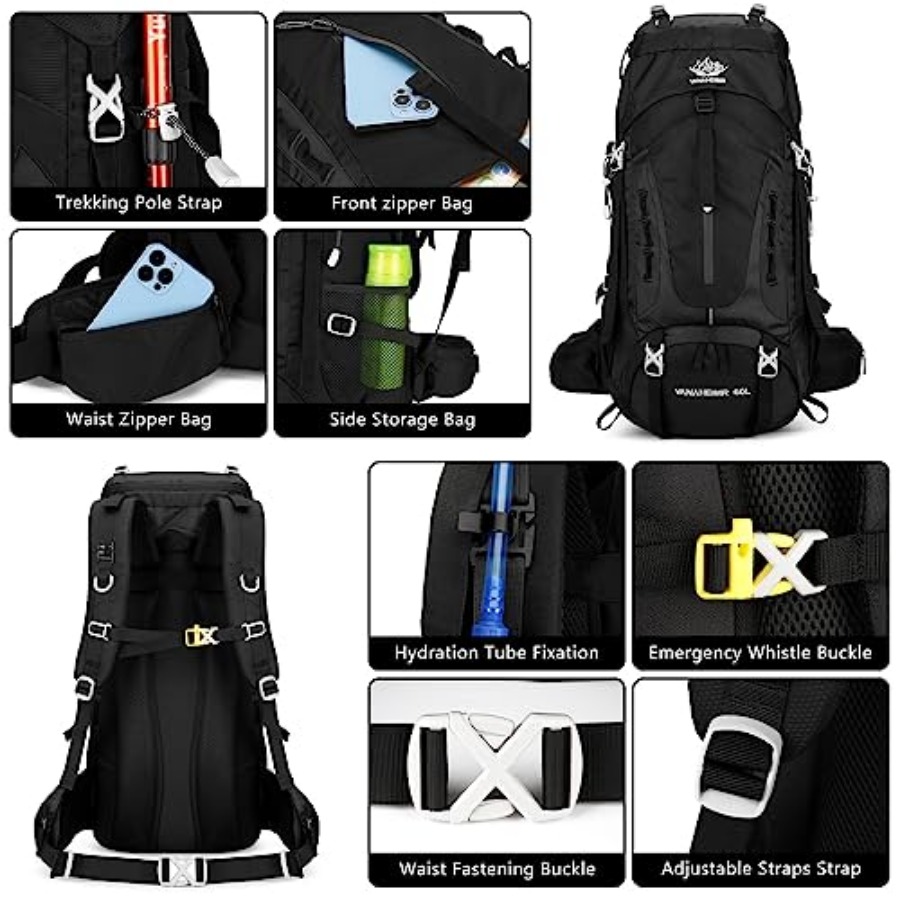 50L Hiking Backpack Men Campin - مراجعة Rain Cover Backpack وسعره