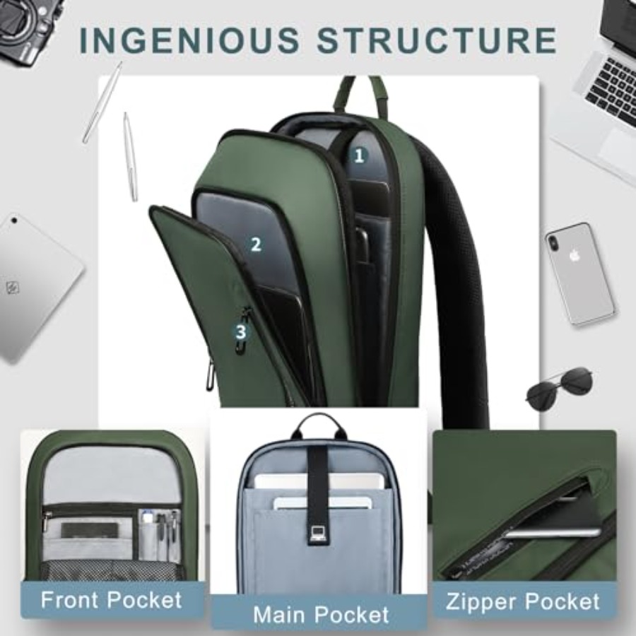 Backpack for Men Business Slim - مراجعة Travel Backpack Anti Theft وسعره