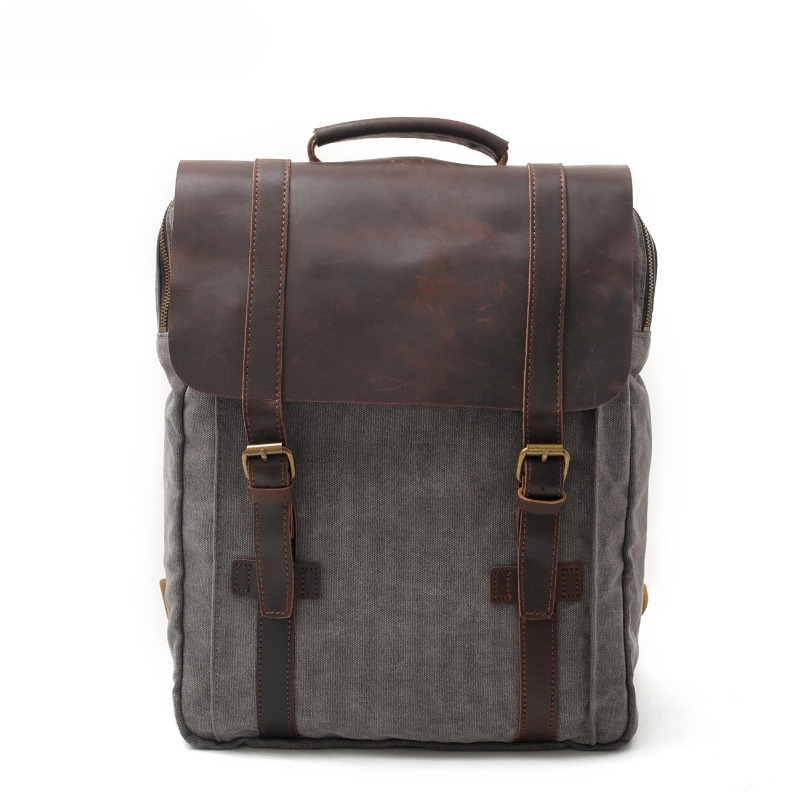 Military Canvas Leather Backpa - مراجعة Rucksack Military Style وسعره