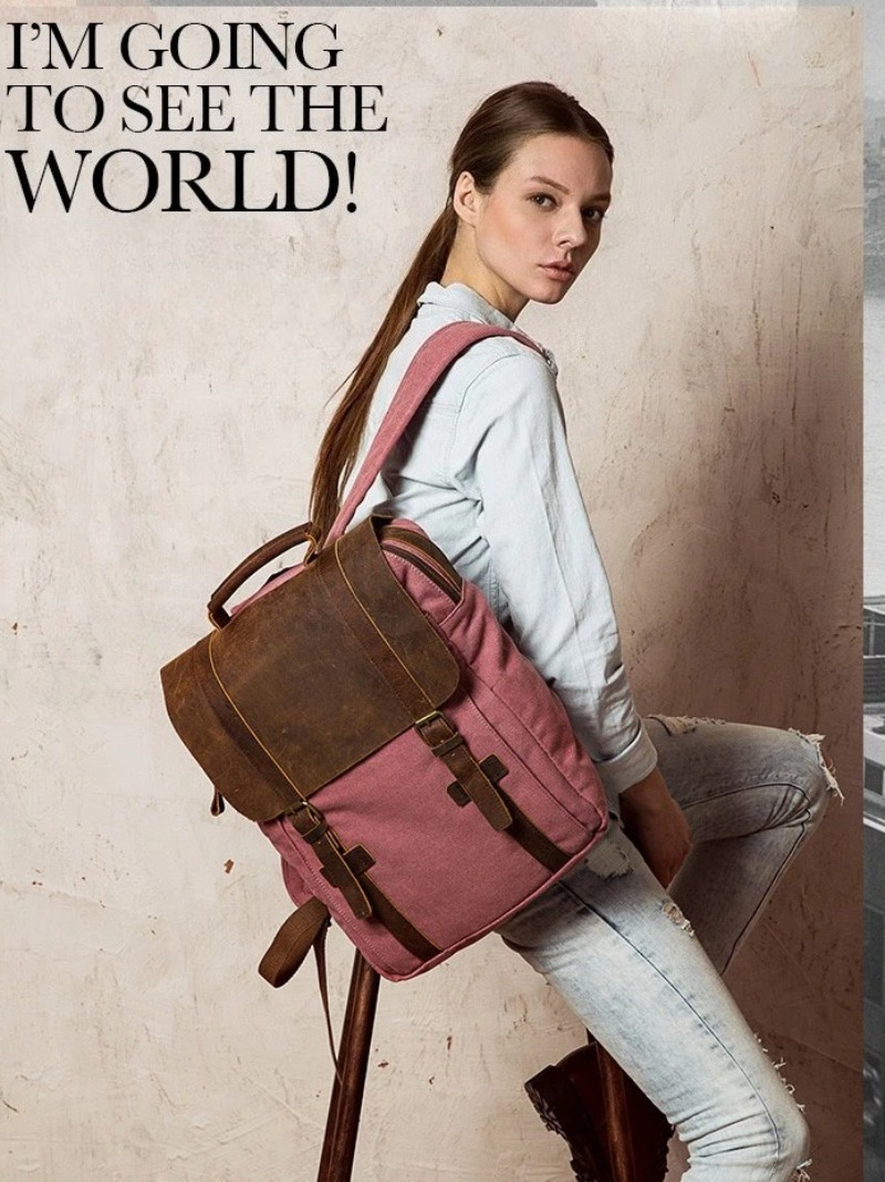 Military Canvas Leather Backpa - مراجعة Rucksack Military Style وسعره