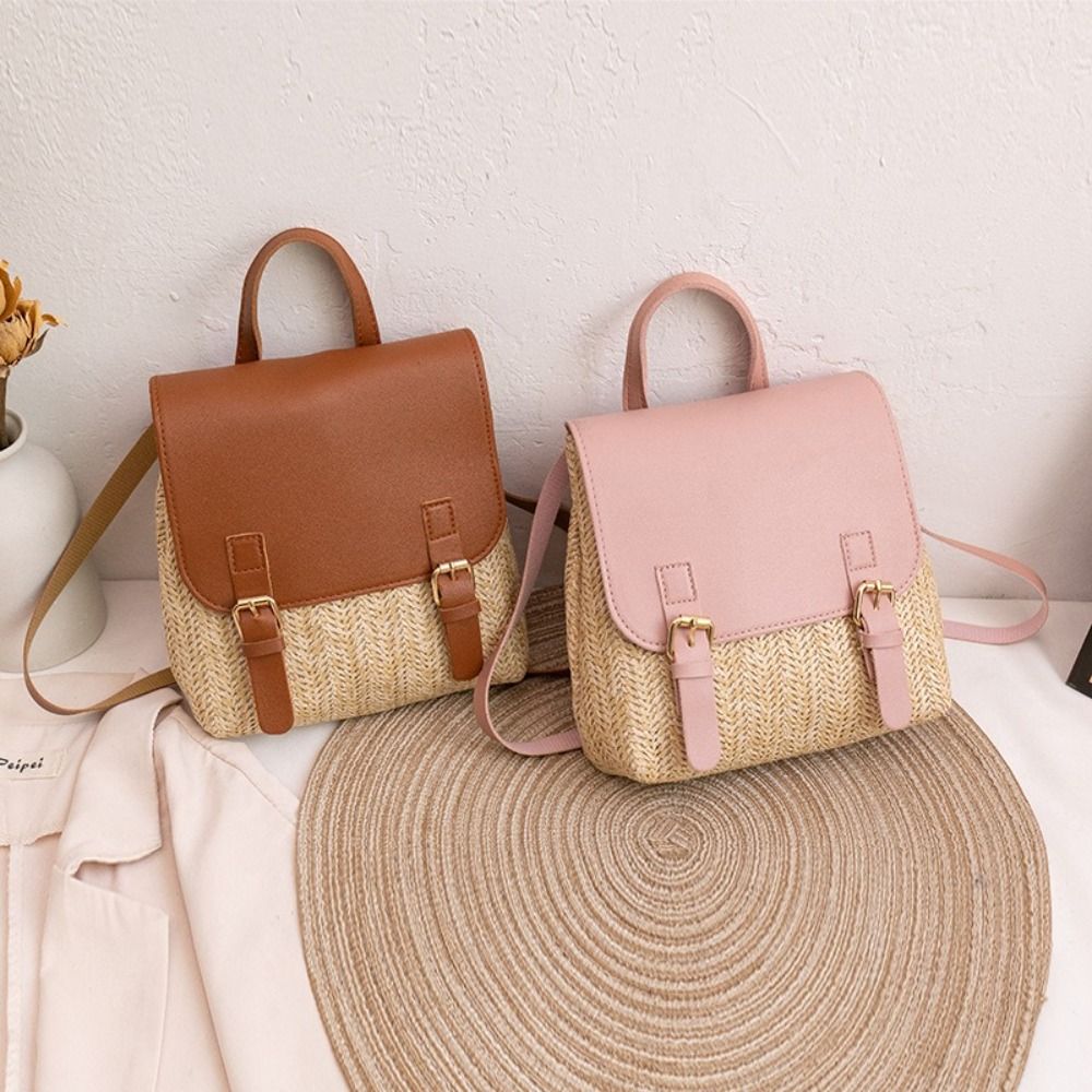 Fashion PU Leather Straw Backp - مراجعة Leather Backpack Vintage وسعره