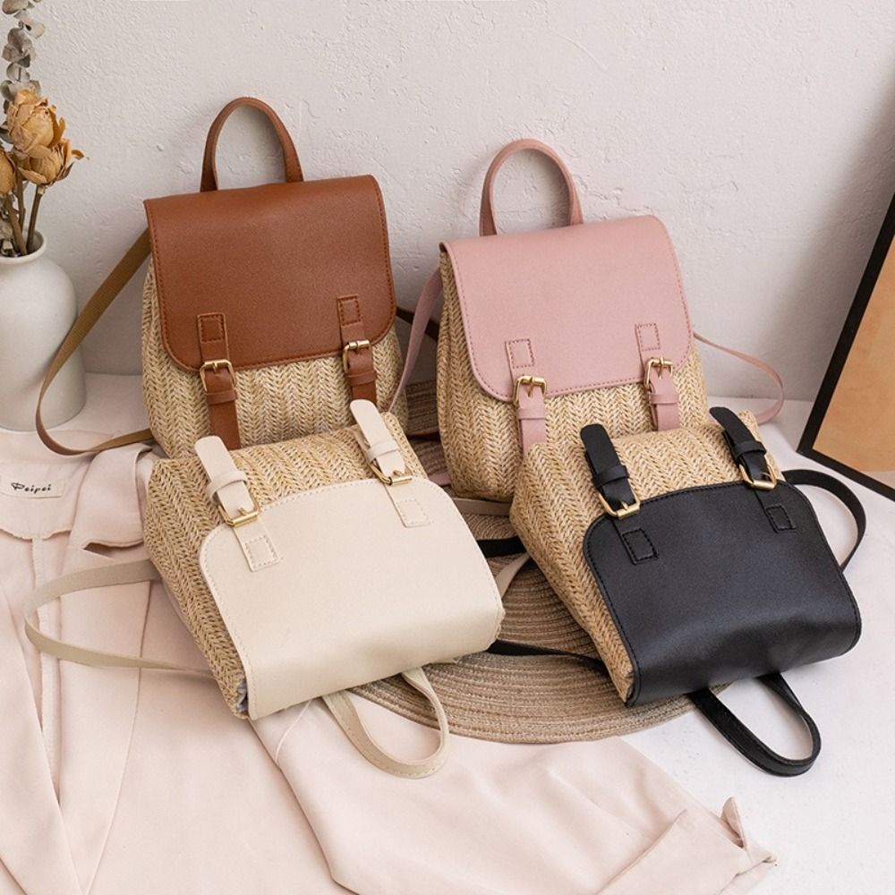 Fashion PU Leather Straw Backp - مراجعة Leather Backpack Vintage وسعره