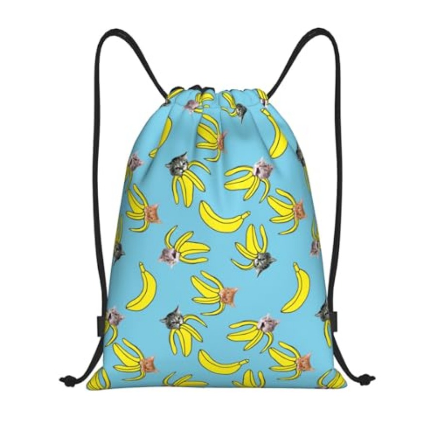 Funny Cat Banana Bananas Draws - مراجعة Drawstring Gym Bag وسعره