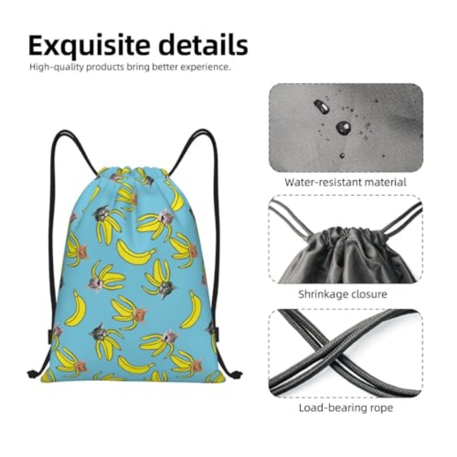 Funny Cat Banana Bananas Draws - مراجعة Drawstring Gym Bag وسعره