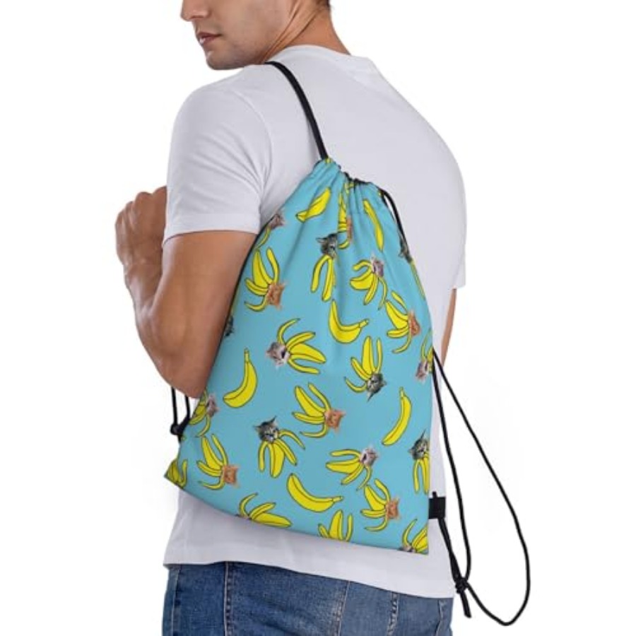Funny Cat Banana Bananas Draws - مراجعة Drawstring Gym Bag وسعره